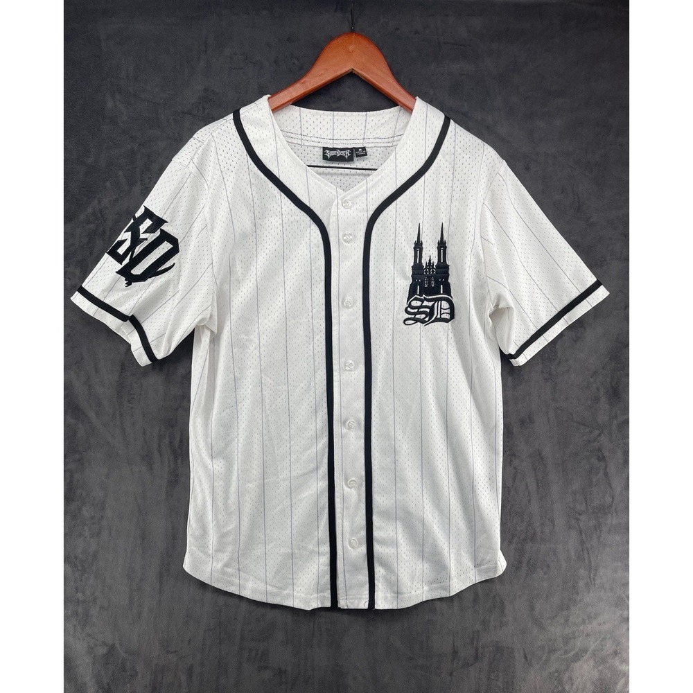 Rare SVDDEN DEATH SD Baseball‎ Jersey White Black Mesh Embroidered Size M